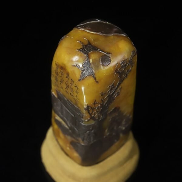 Collection wooden box Shoushan stone crow skin Tianhuang - Image 6
