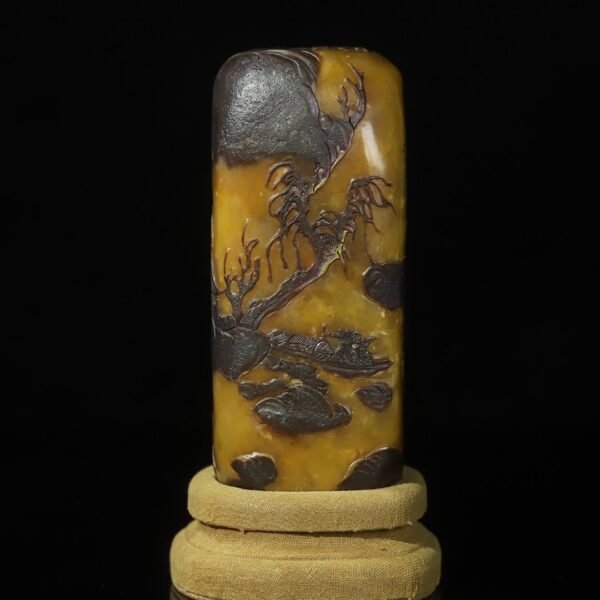 Collection wooden box Shoushan stone crow skin Tianhuang - Image 5
