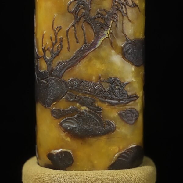 Collection wooden box Shoushan stone crow skin Tianhuang - Image 3