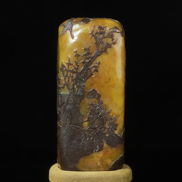 Collection wooden box Shoushan stone crow skin Tianhuang - Image 2