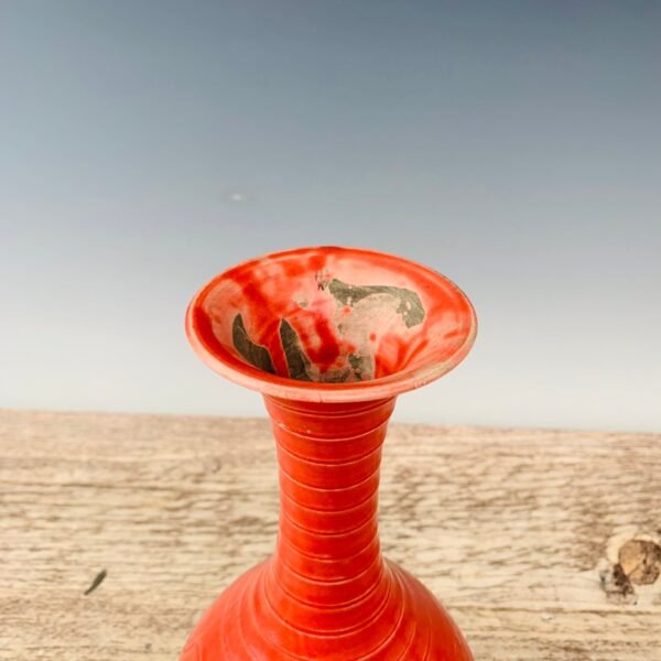Song Dynasty Dingyao red glaze carved jade pot spring vase - Image 4