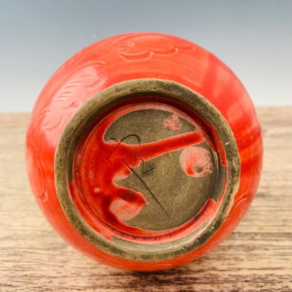 Song Dynasty Dingyao red glaze carved jade pot spring vase - Image 9