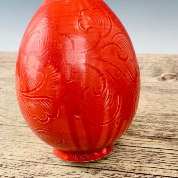 Song Dynasty Dingyao red glaze carved jade pot spring vase - Image 6
