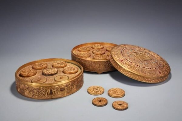 Qing Dynasty "Jiuzhou Qingyan" blessing money, one box with two layers - Image 2
