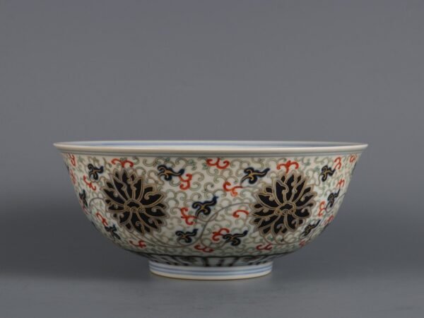 Qing Daoguang Period Blue and White with Gold Painting Lotus Palace Bowl - Image 2