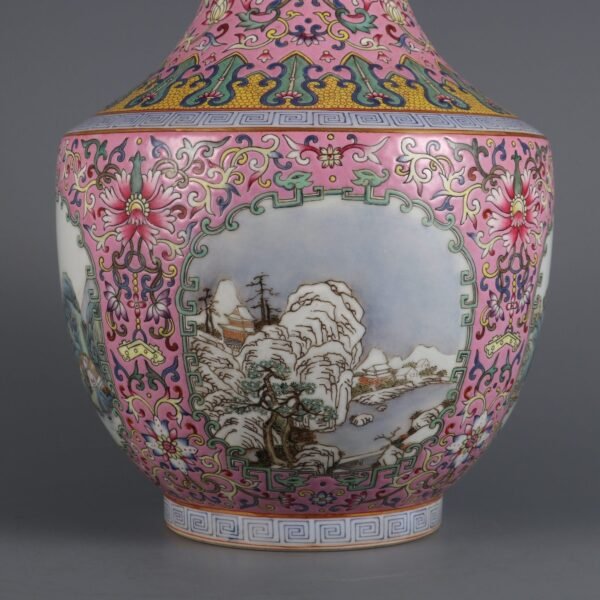 landscape two-ear vase made in the Qianlong period of the Qing Dynasty - Image 4