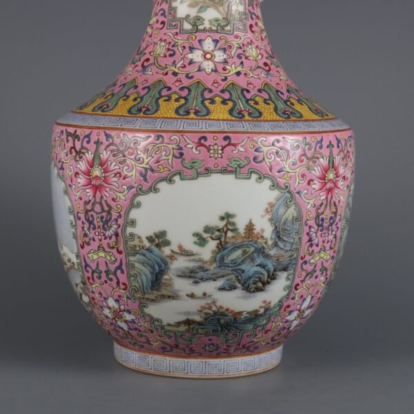 landscape two-ear vase made in the Qianlong period of the Qing Dynasty - Image 8