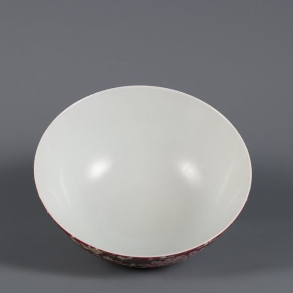 A palace bowl with magnolia flower pattern on a rouge-red ground and gilded enamel - Image 6