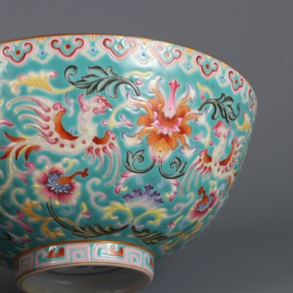 bowls with green ground and red phoenix pattern, made in the Yongzheng period of the Qing Dynasty - Image 5
