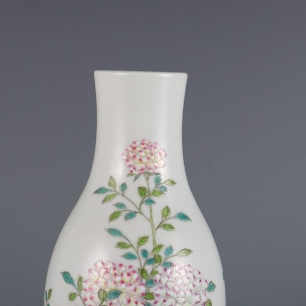 Qing Dynasty Yongzheng Period Famille Rose Peony Poem Olive Vase - Image 6