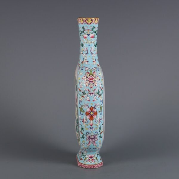 flower and bird poem flat vase made in the Qianlong period of the Qing Dynasty - Image 3