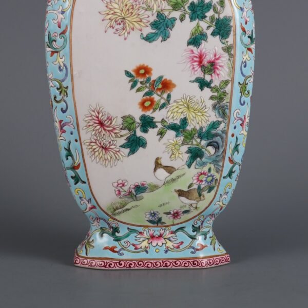 flower and bird poem flat vase made in the Qianlong period of the Qing Dynasty - Image 4