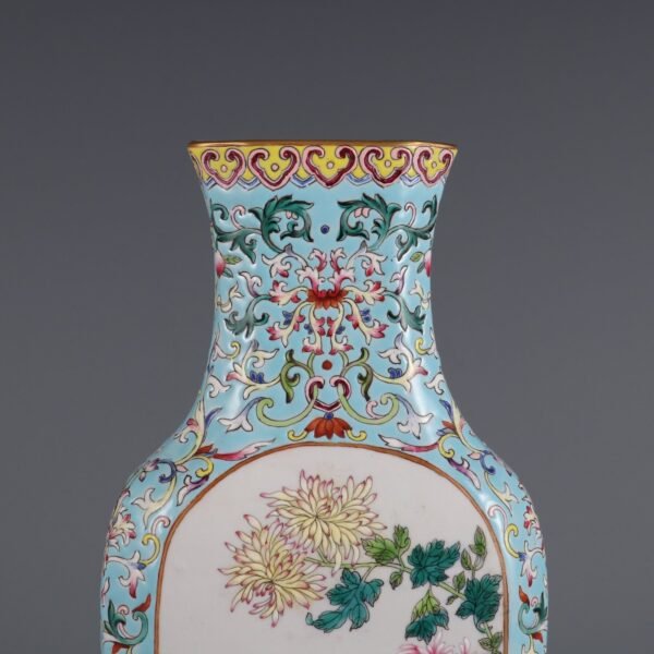 flower and bird poem flat vase made in the Qianlong period of the Qing Dynasty - Image 5