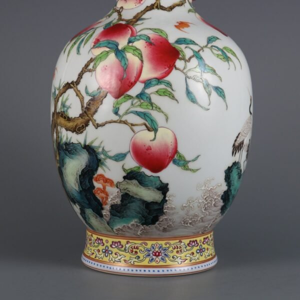 ing Dynasty Qianlong period pink enamel Fu Shou Shan Hai double handle appreciation vase - Image 6