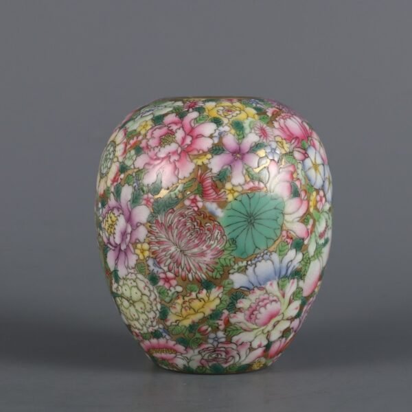 enamel water pot with flower patterns made in the Qianlong period of the Qing Dynasty