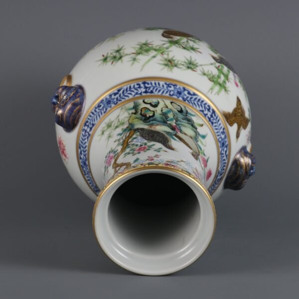 Qing Dynasty Yongzheng blue and white with powder enamel live and work in peace and contentment - Image 7
