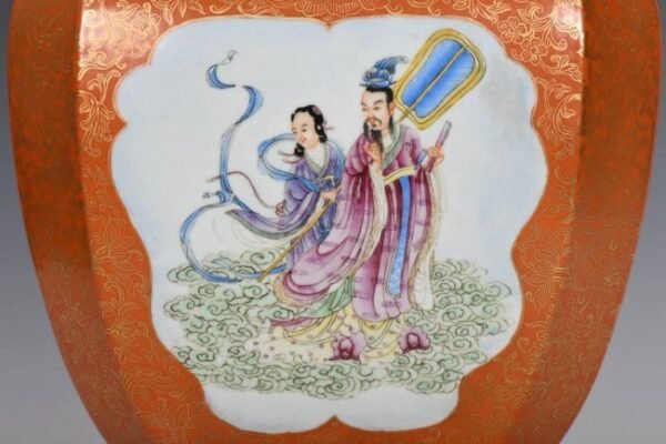 Qing Dynasty, Qianlong period, enameled and gilded square vase with double handles - Image 5