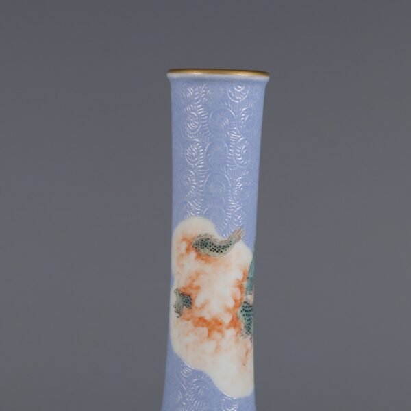 Qing Yongzheng Period Blue Ground Flower Pastel Arhat Pattern Vase - Image 5