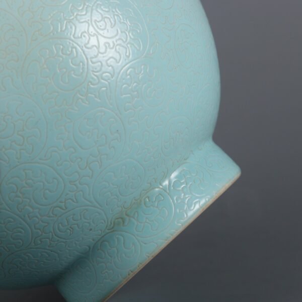 ing Dynasty Qianlong Period Green Ground Peeled Window Pink Flower and Bird Pattern Jade Pot Spring - Image 8