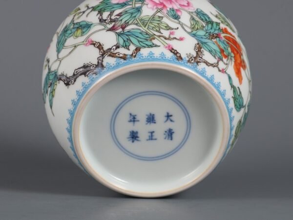 Qing Dynasty Yongzheng period enameled emerald peony pattern tea can - Image 8
