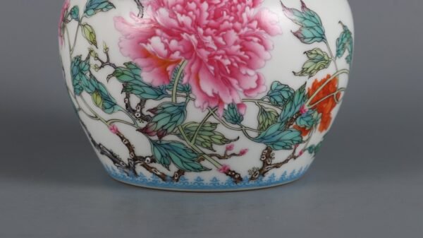 Qing Dynasty Yongzheng period enameled emerald peony pattern tea can - Image 3