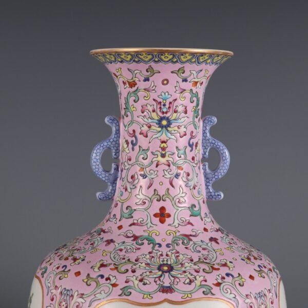Qing Dynasty Qianlong period turquoise green ground pastel window four seasons pattern - Image 4