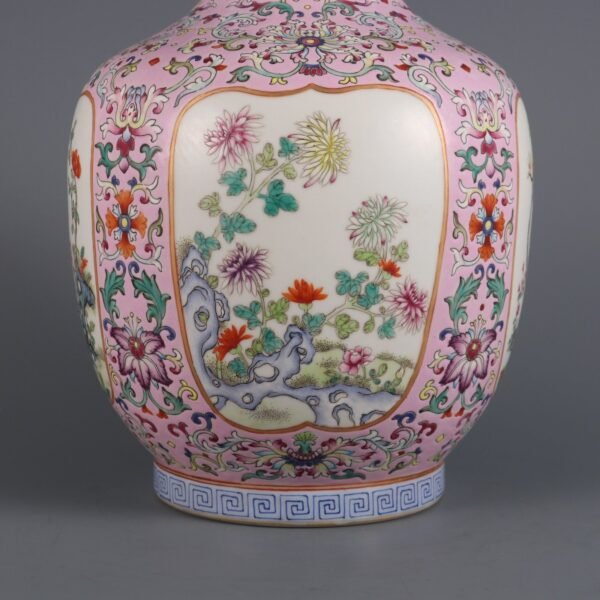 Qing Dynasty Qianlong period turquoise green ground pastel window four seasons pattern - Image 7