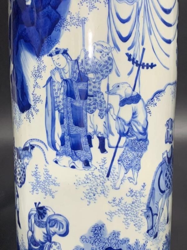 Ming Chongzhen blue and white Journey to the West vase - Image 5