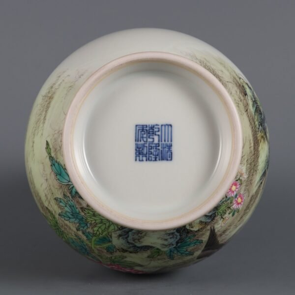 Qing Dynasty Qianlong Period Famille Rose Flower and Bird Pattern Poem Dragon - Image 9
