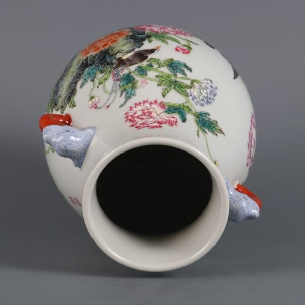 Qing Dynasty Qianlong Period Famille Rose Flower and Bird Pattern Poem Dragon - Image 5