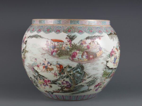 Qing Dynasty Qianlong period pastel farmhouse large scroll jar - Image 5