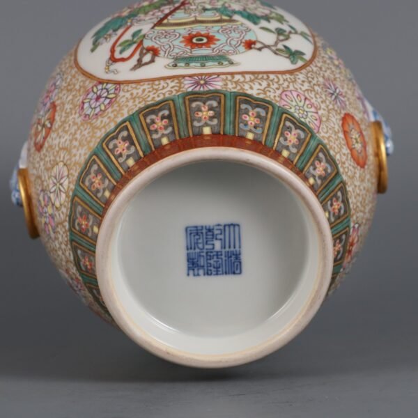 Qing Dynasty Qianlong period made of powder enamel and gold-painted flower basket - Image 8