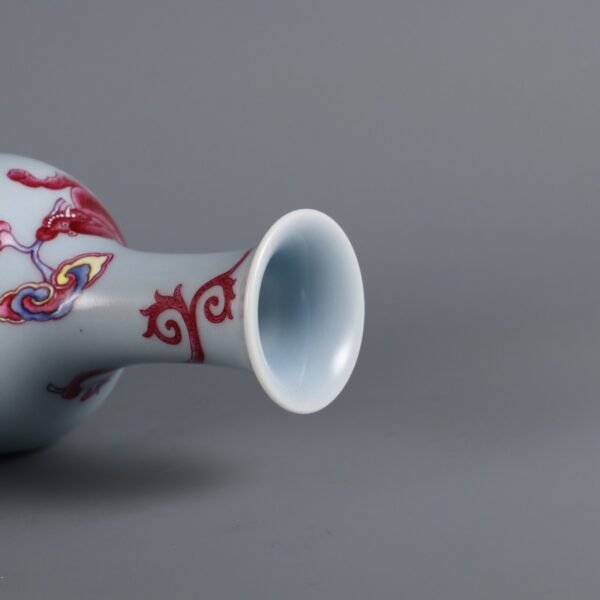 sky blue glaze with agate red color and red dragon pattern small appreciation bottle - Image 7
