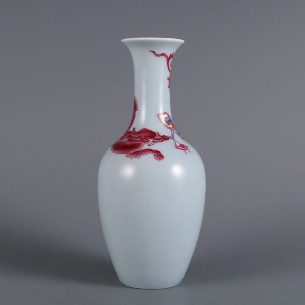 sky blue glaze with agate red color and red dragon pattern small appreciation bottle - Image 6