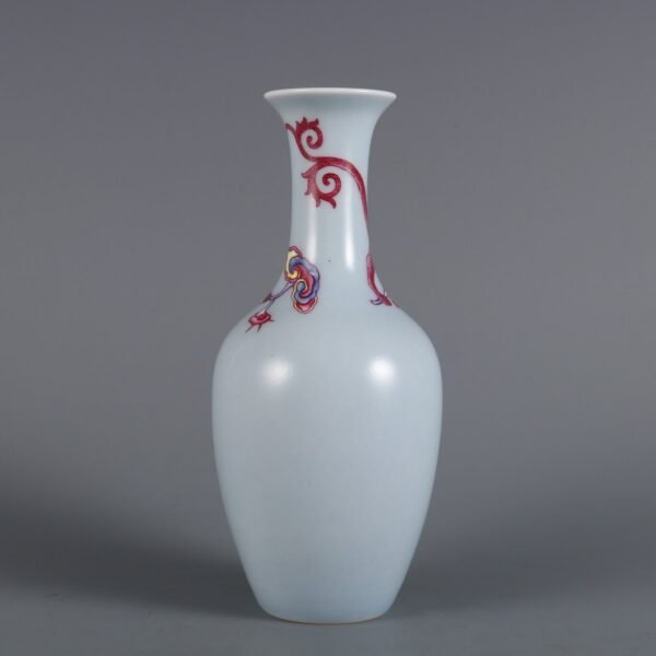 sky blue glaze with agate red color and red dragon pattern small appreciation bottle - Image 2