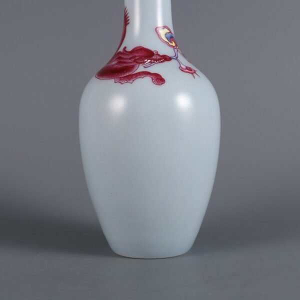 sky blue glaze with agate red color and red dragon pattern small appreciation bottle - Image 3