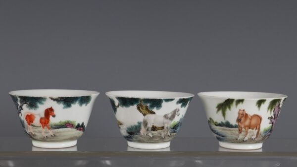 tea cups with eight horses made in the Qianlong period of the Qing Dynasty - Image 8
