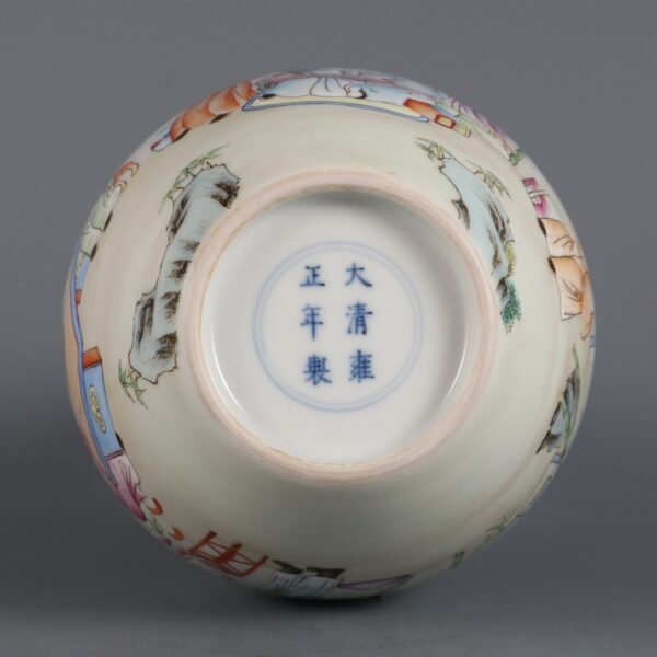 Qing Dynasty Yongzheng Period Famille Rose Bamboo Forest Seven Sages Gallbladder Vase - Image 9