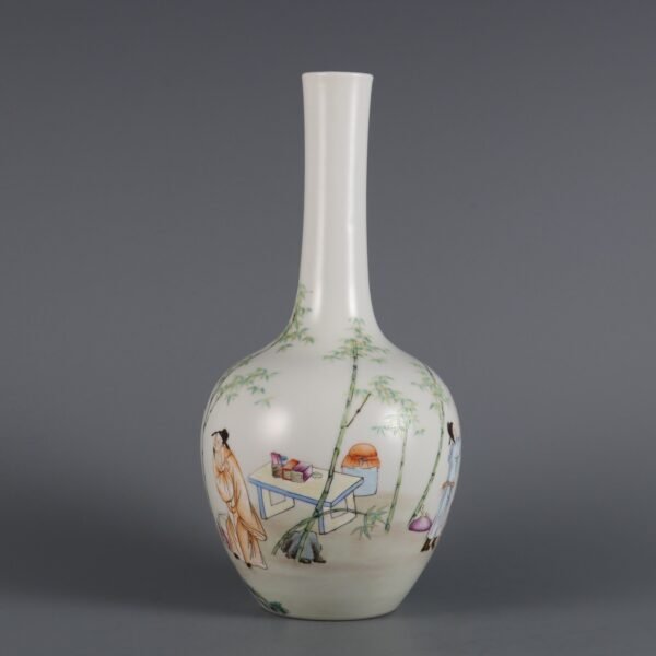 Qing Dynasty Yongzheng Period Famille Rose Bamboo Forest Seven Sages Gallbladder Vase - Image 2