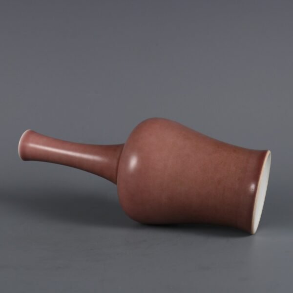 Qing Kangxi Year Cowpea Red Glaze Rattle Vase - Image 3