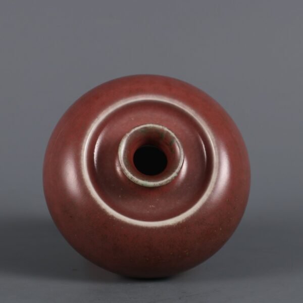 Qing Kangxi Year Cowpea Red Glaze Apple Zun - Image 5