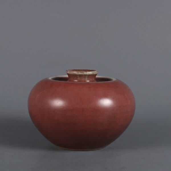 Qing Kangxi Year Cowpea Red Glaze Apple Zun