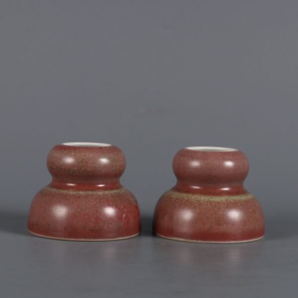 A pair of red gourd washbasins with cowpeas made in the Yongzheng period of the Qing Dynasty - Image 8