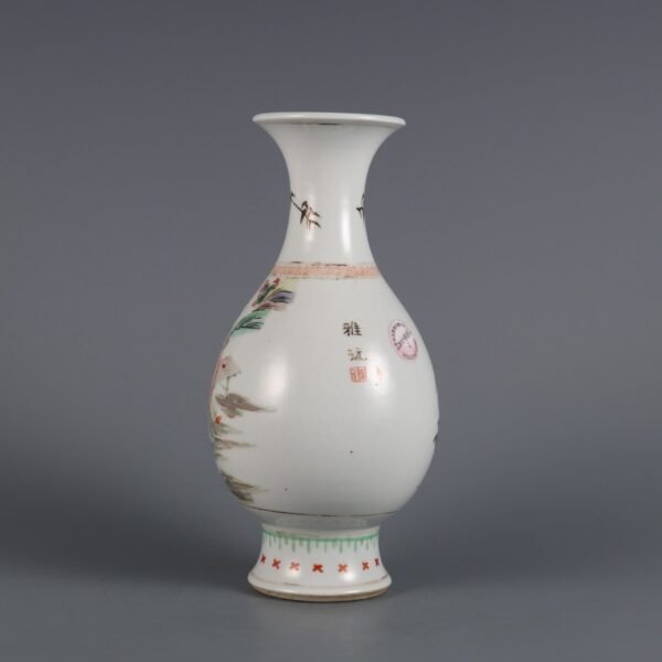 Qing Kangxi Period Five-color Figure Story Appreciation Vase - Image 6