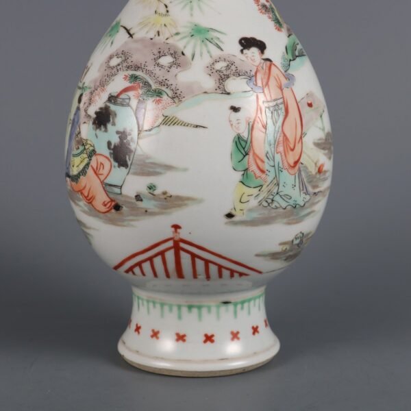 Qing Kangxi Period Five-color Figure Story Appreciation Vase - Image 7