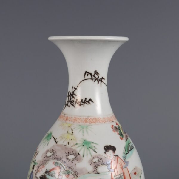 Qing Kangxi Period Five-color Figure Story Appreciation Vase - Image 8