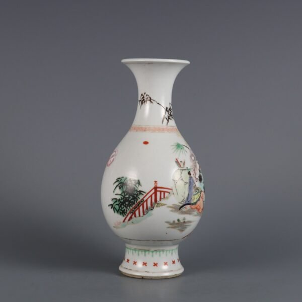 Qing Kangxi Period Five-color Figure Story Appreciation Vase - Image 2