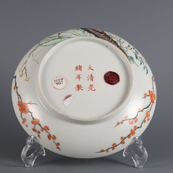 Qing Guangxu Period Famille Rose Peach Blossom Design Plate - Image 2