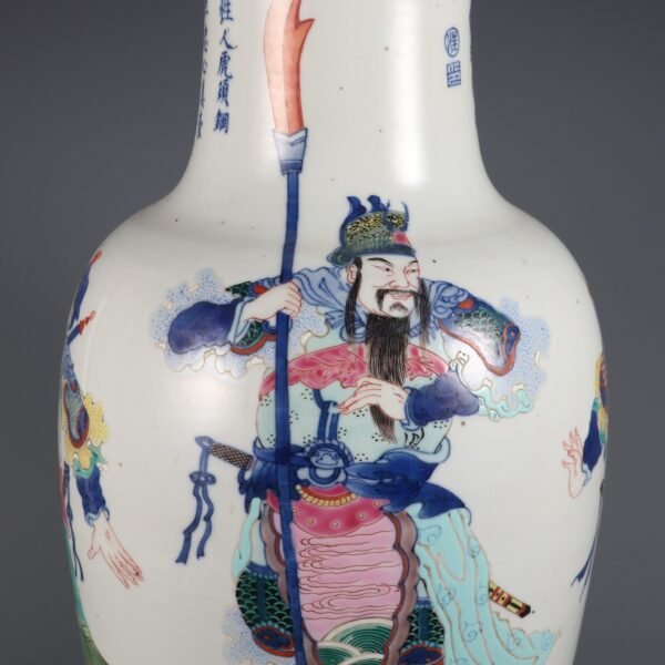 Doucai Wushuangpu Figure Plate Mouth Vase Made in Daoguang Period of Qing Dynasty - Image 5