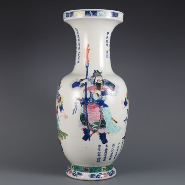 Doucai Wushuangpu Figure Plate Mouth Vase Made in Daoguang Period of Qing Dynasty